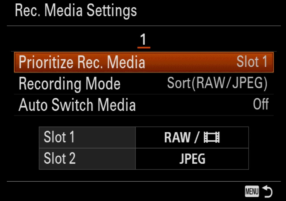 Sony a7 III Menu